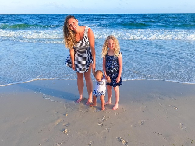 lindsey and the kids at the beach, gulf shores, alabama