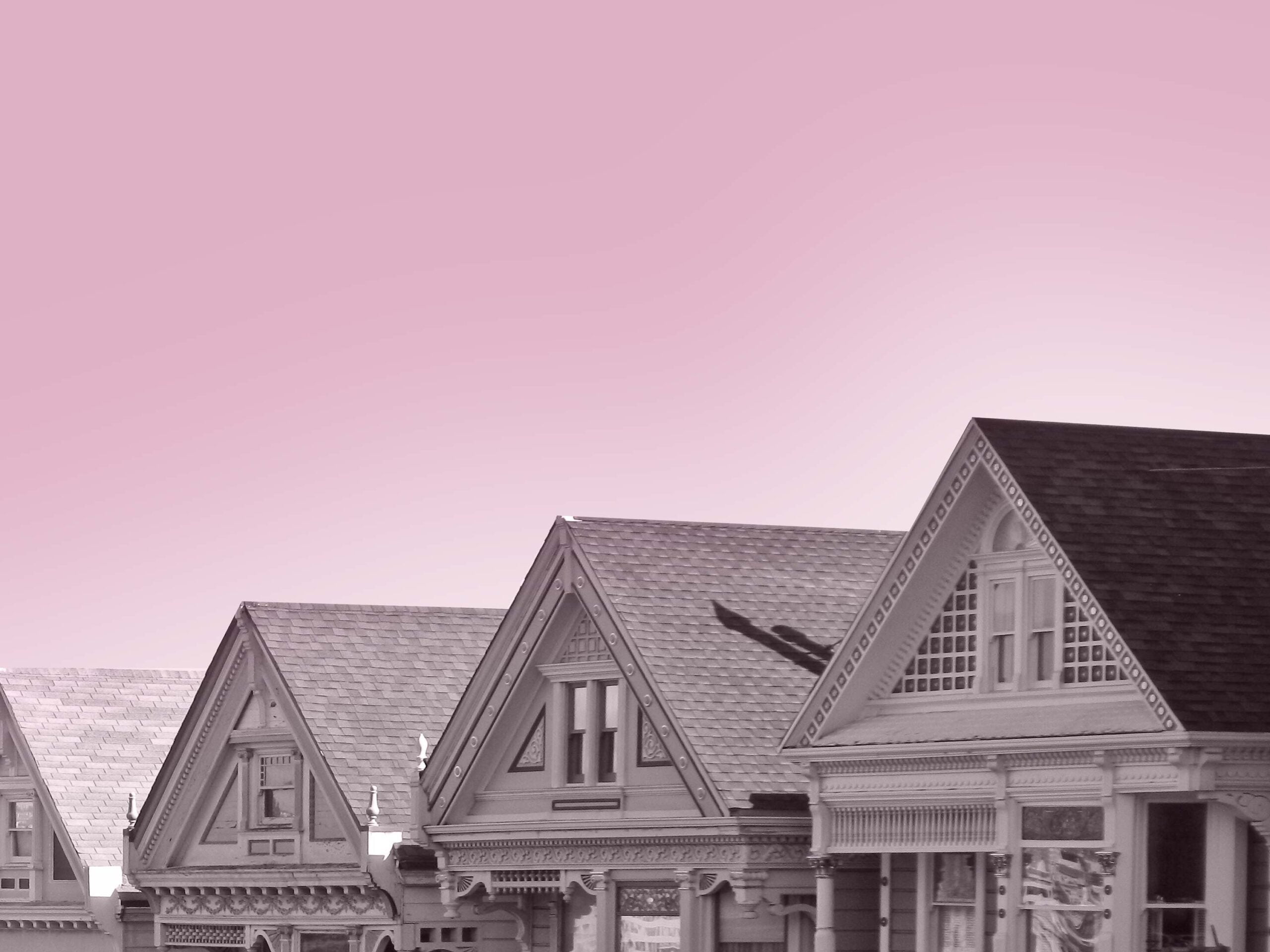 homes on pink background